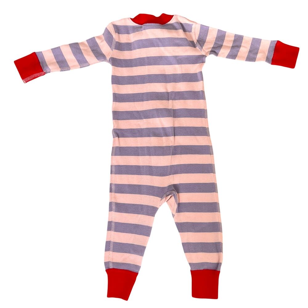 Hanna Andersson Bold Stripe Sleeper 6-12 Months Petal Pink/ Sweet Lavender - Picture 6 of 6